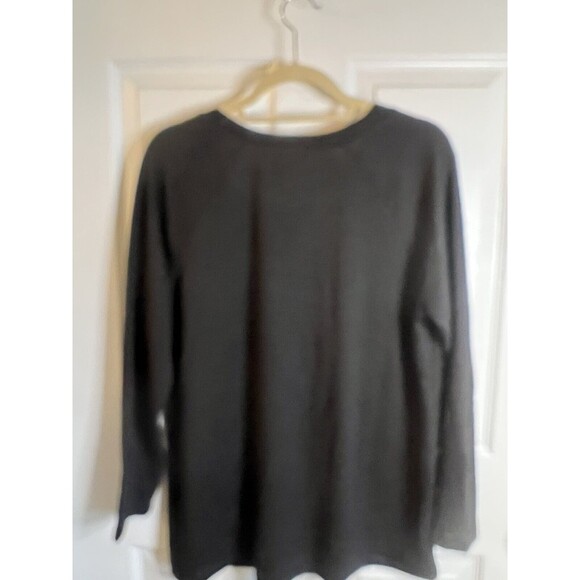DG2 Diane Gilman Black With Rhinestone Accent Long Sleeve Top Size Large NWT - Picture 6 of 11